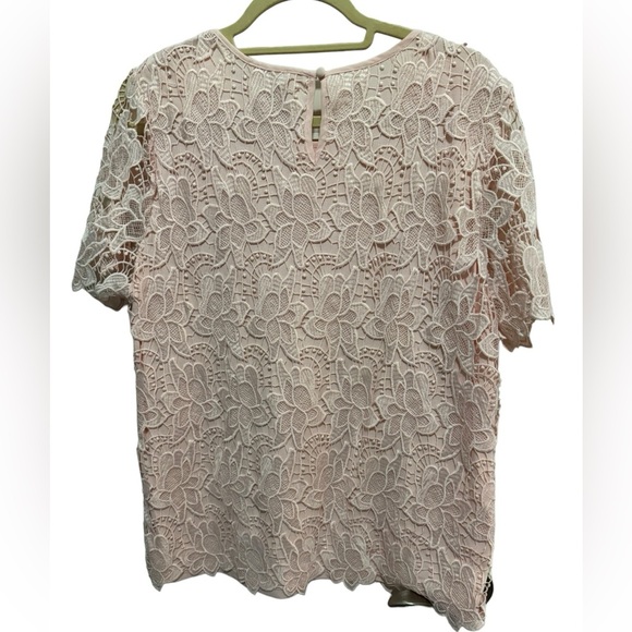 Philosophy - Pink Lace overlay Short Sleeve Top - Size L - Picture 2 of 3